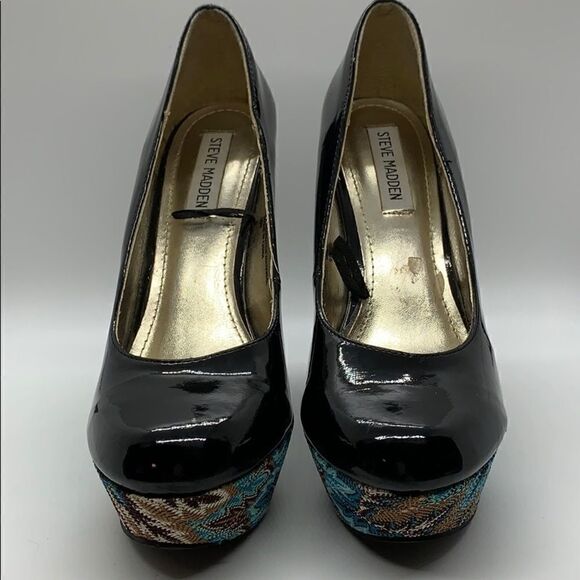 Steve Madden P-Elli platform black paten leather - Picture 2 of 8